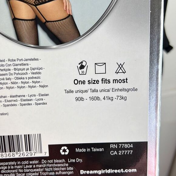 Dreamgirl - 0287 Fishnet Keyhole Gater Dress Bodystocking black NWT One size - Picture 5 of 5